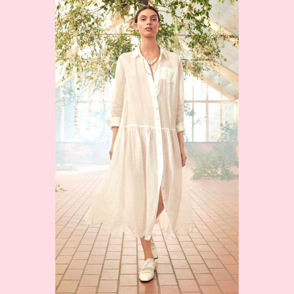 Zimmermann Lovestruck Scalloped-Hem Shirt Dress